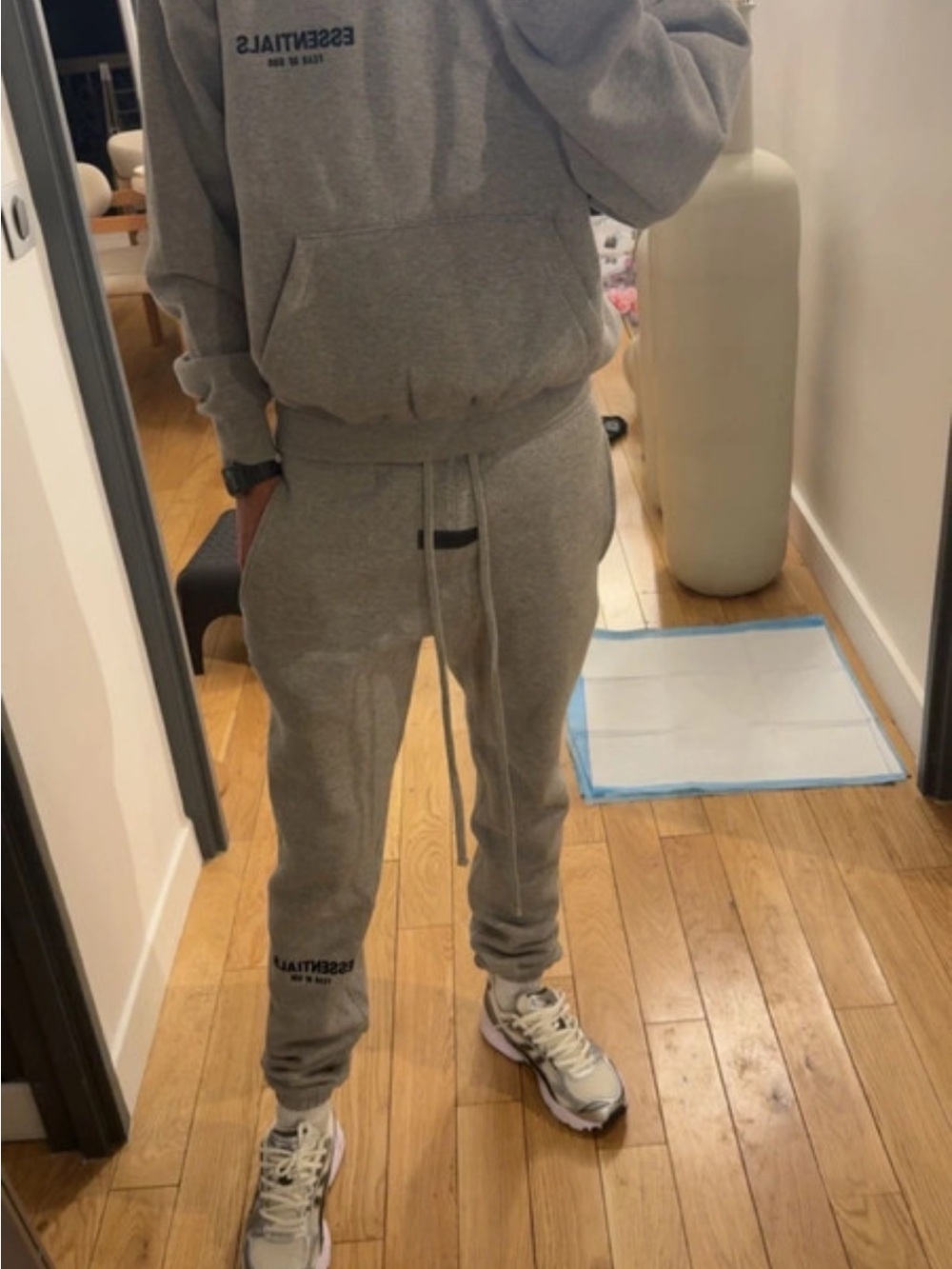 New Essentials Dark Grey pants in extra small including dust bag